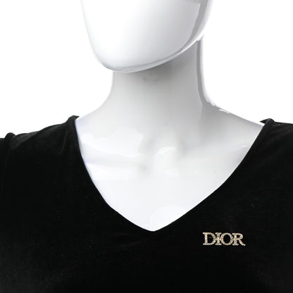 Christian Dior Crystal Dior Logo Brooch Gold 2 of 5