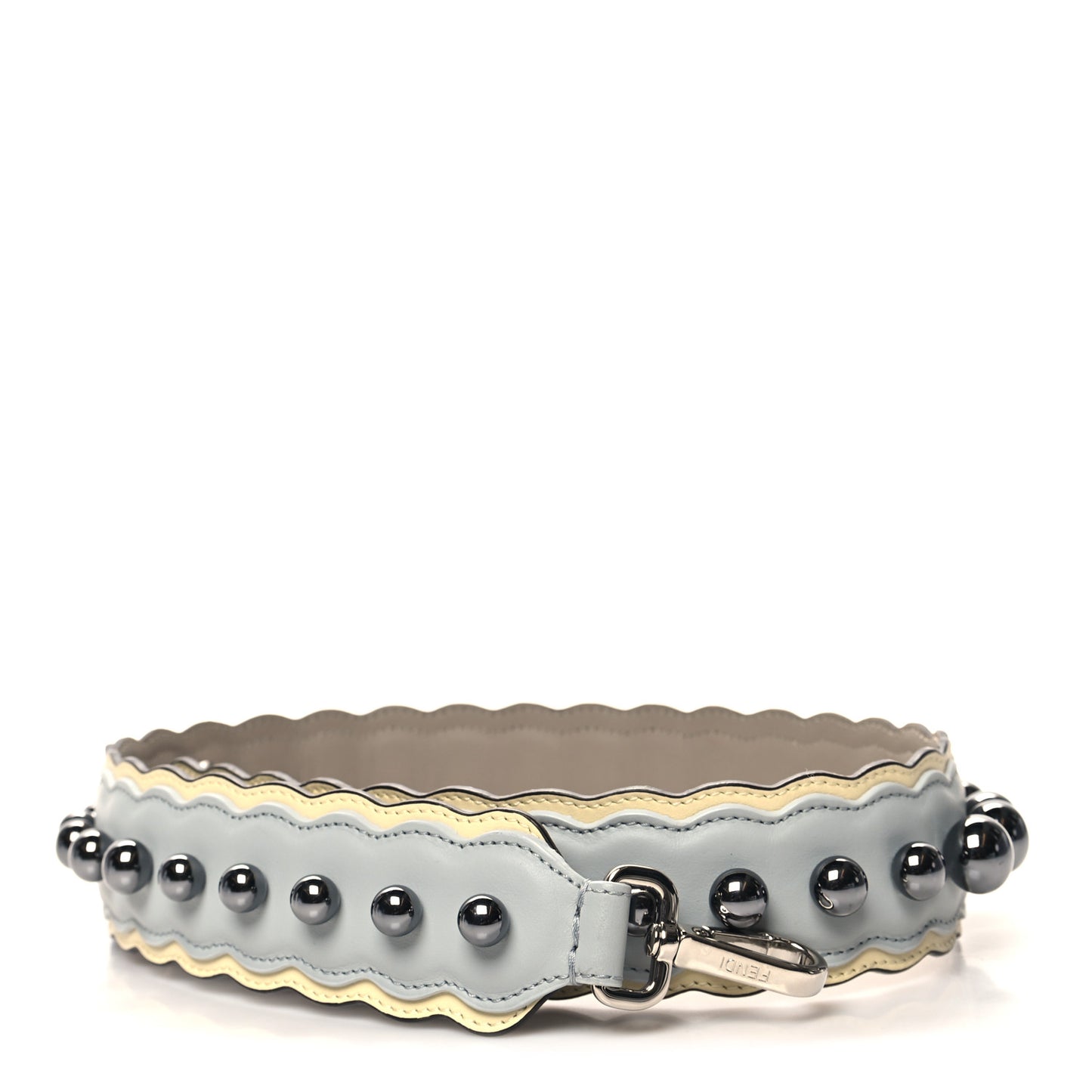 Vitello Liberty Pearl Bi-Color Scalloped Strap You Burro Grigio Perla