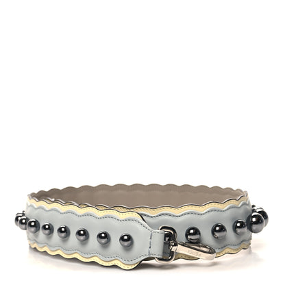 Fendi Vitello Liberty Pearl Bi-Color Scalloped Strap You Burro Grigio Perla 1 of 5