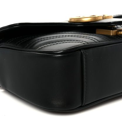 Gucci Calfskin Matelasse Mini GG Marmont Shoulder Bag Black 10 of 11