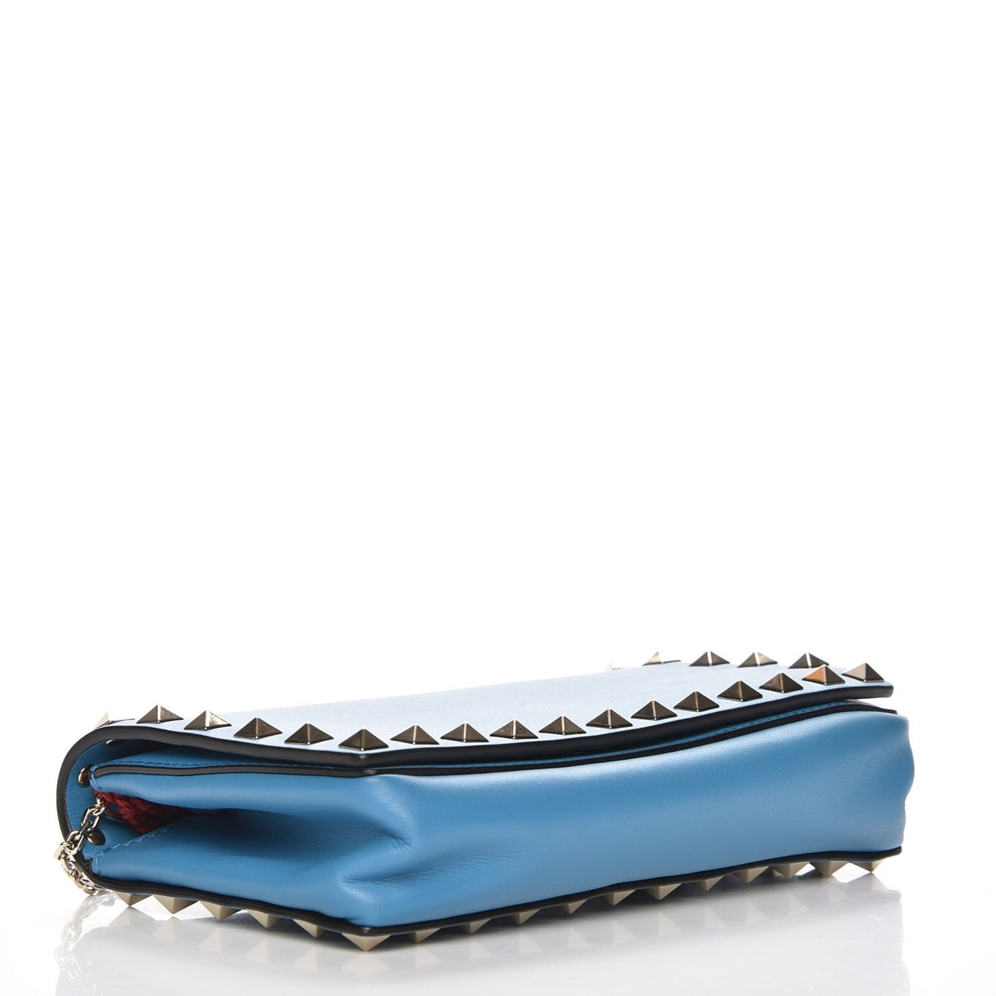 Vitello Small Rockstud Chain Flap Crossbody Bag Light Blue