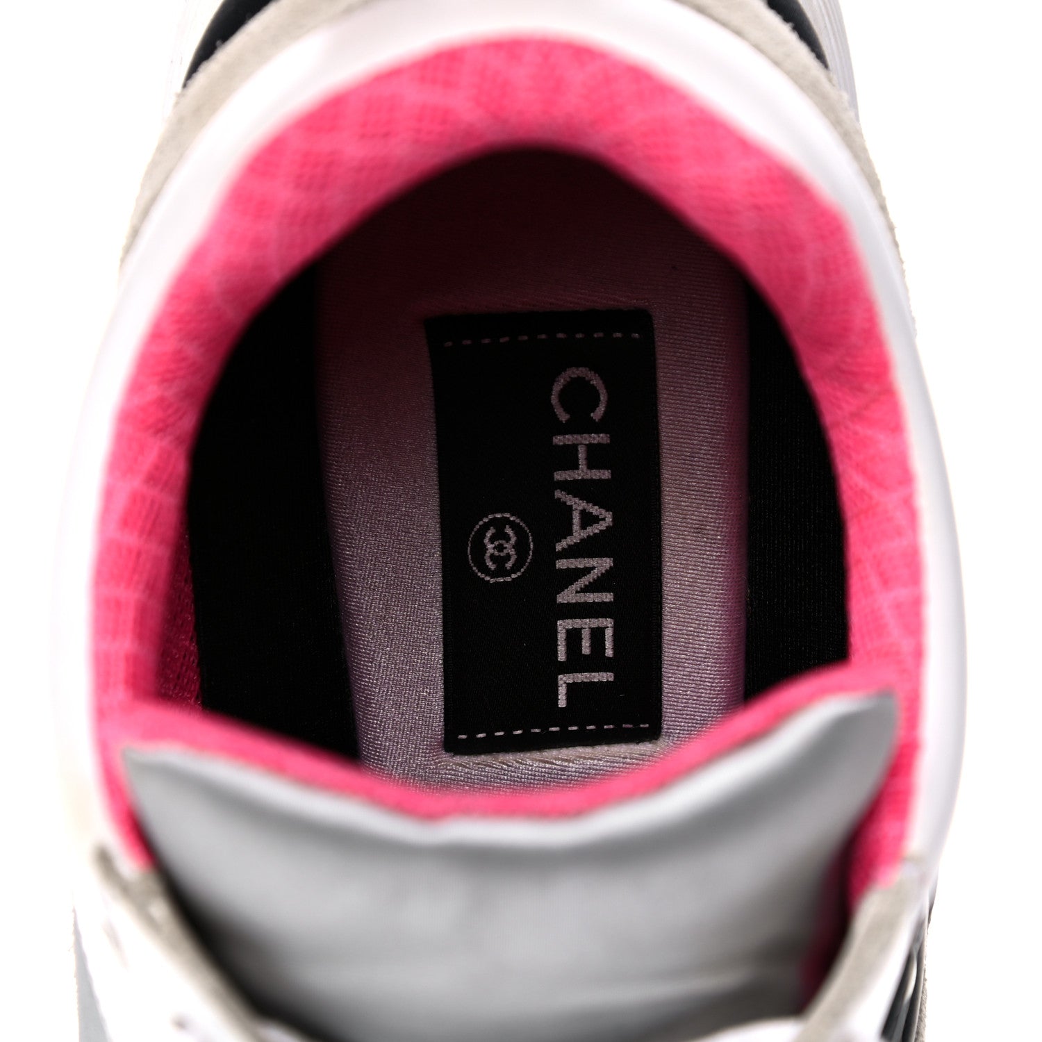 Chanel Calfskin Fabric Sneakers 39 White Silver Fluo Pink 7 of 24