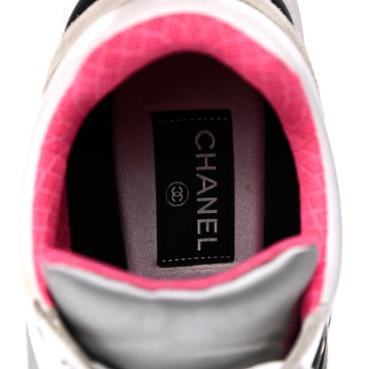 Chanel Calfskin Fabric Sneakers 39 White Silver Fluo Pink 7 of 24