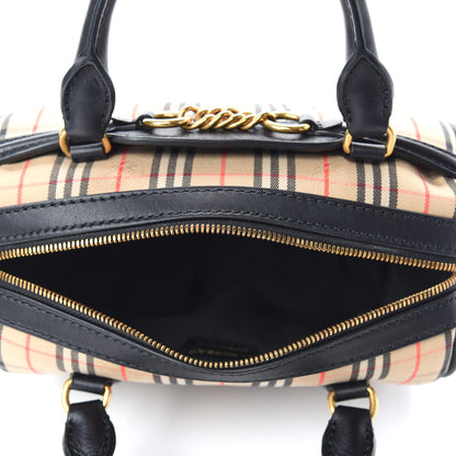 Burberry Smooth Calfskin 1983 Knight Check Link Bowling Bag Black 5 of 10