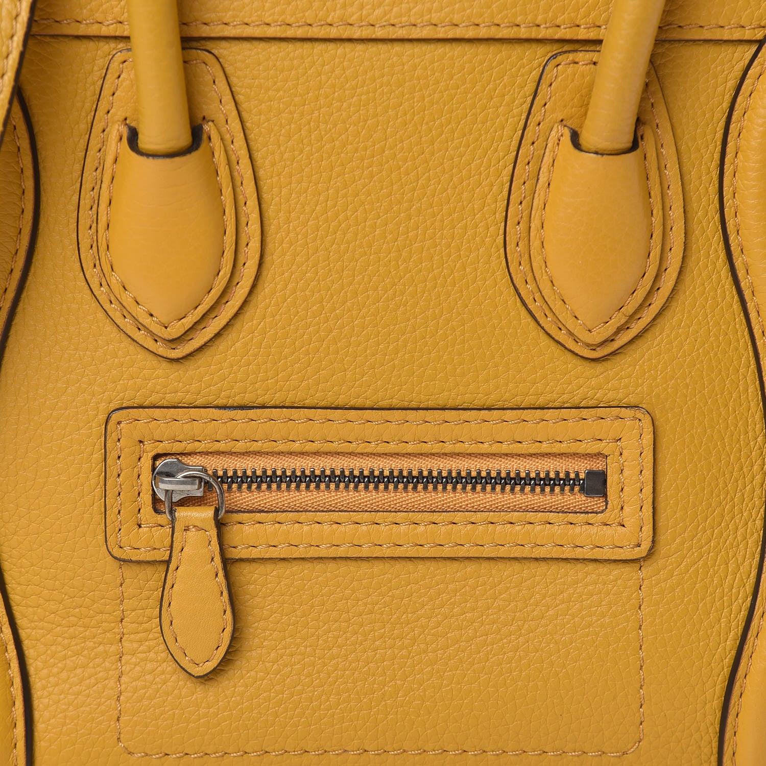 Celine Drummed Calfskin Nano Luggage Ocre 16 of 16