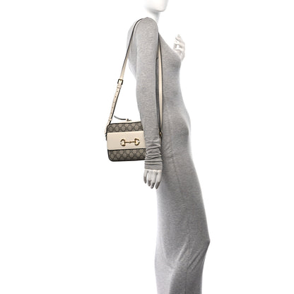 Gucci GG Supreme Monogram Small Horsebit 1955 Shoulder Bag Beige Mystic White 2 of 11