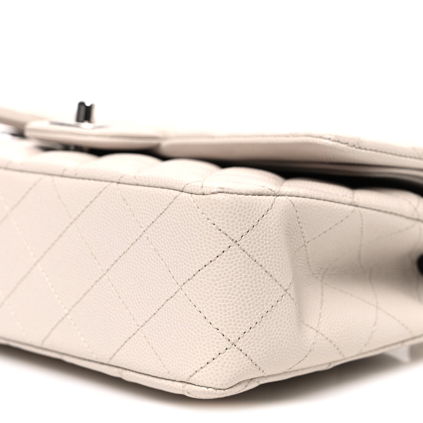 Caviar Quilted Medium Double Flap Ivory