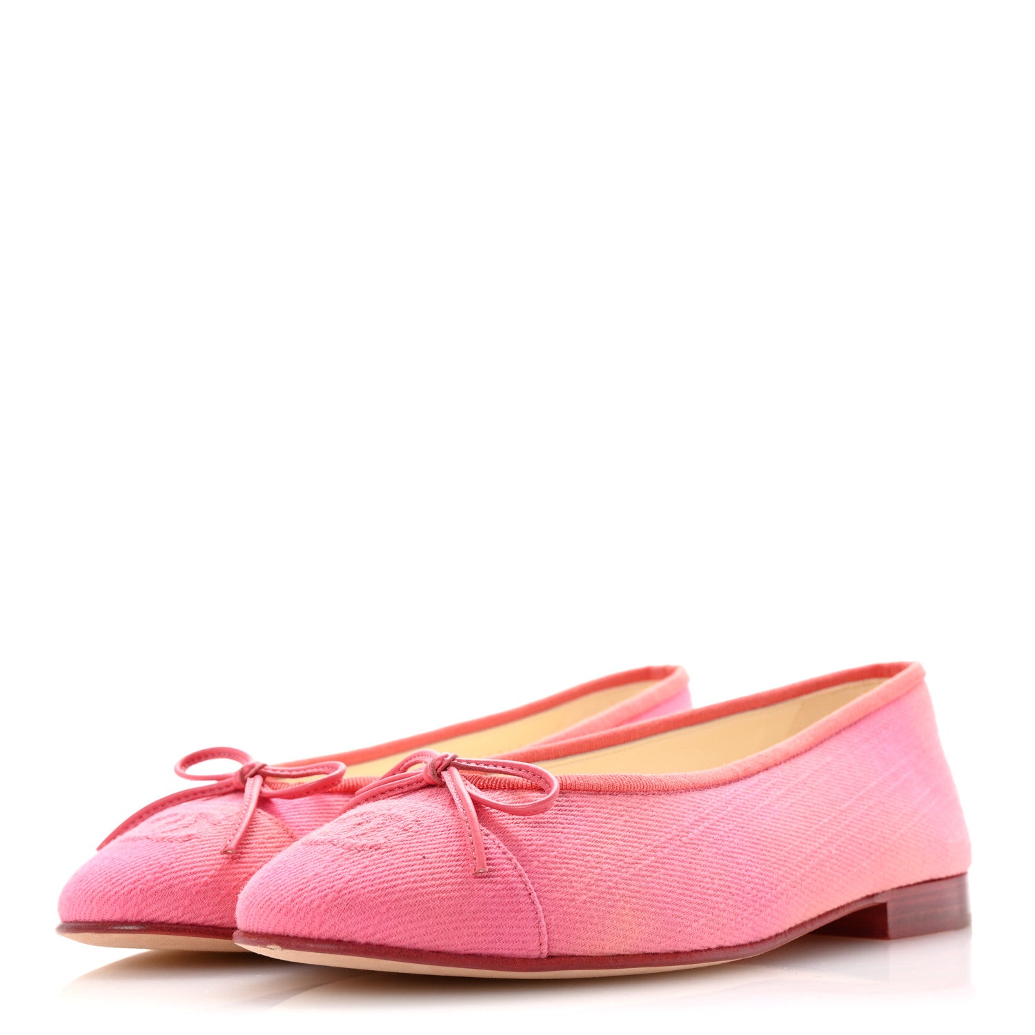 Chanel Denim CC Cap Toe Ballerina Flats 37.5 Pink 4 of 10