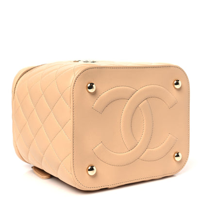 Chanel Lambskin Quilted Small Top Handle Vanity Case With Chain Beige 4 of 10