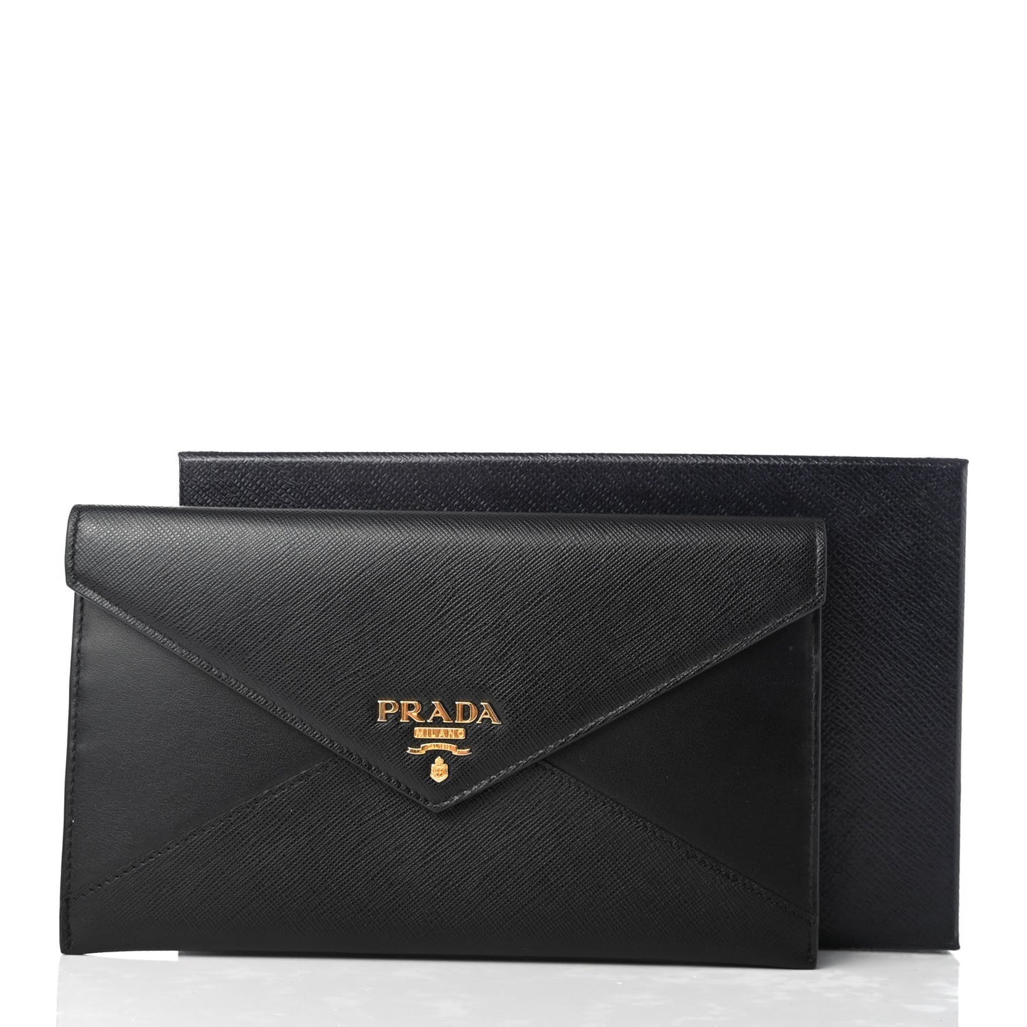 Saffiano City Calfskin Envelope Wallet Black