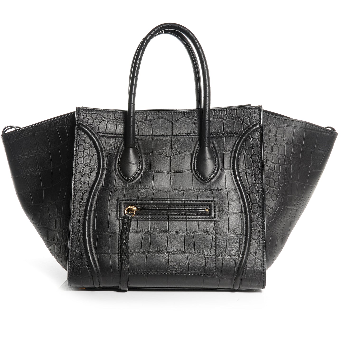 Crocodile Embossed Small Phantom Luggage Black