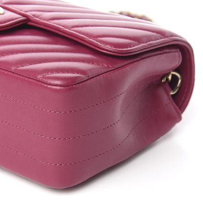 Chanel Lambskin Chevron Quilted Mini Rectangular Flap Dark Pink 9 of 10