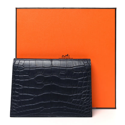 Hermes Matte Alligator Chevre Colorblock MC2 Magellan Passport Holder Black 11 of 11