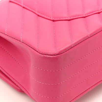 Chanel Lambskin Chevron Quilted Medium Double Flap Pink 12 of 17
