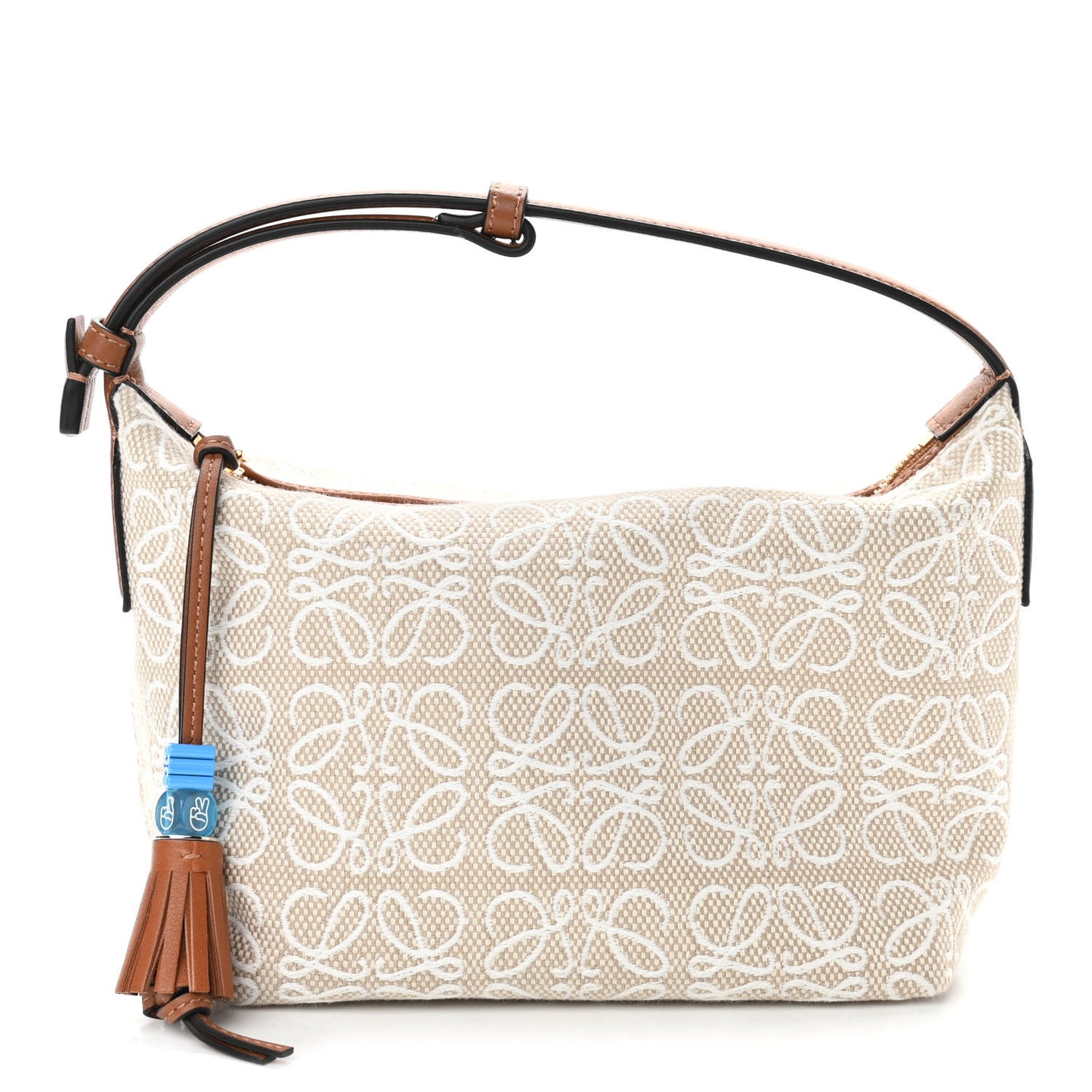 Jacquard Anagram Calfskin Small Cubi Bag Ecru Tan