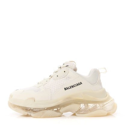 Balenciaga Fabric Mesh Clear Sole Womens Triple S Sneakers 39 White 1 of 8