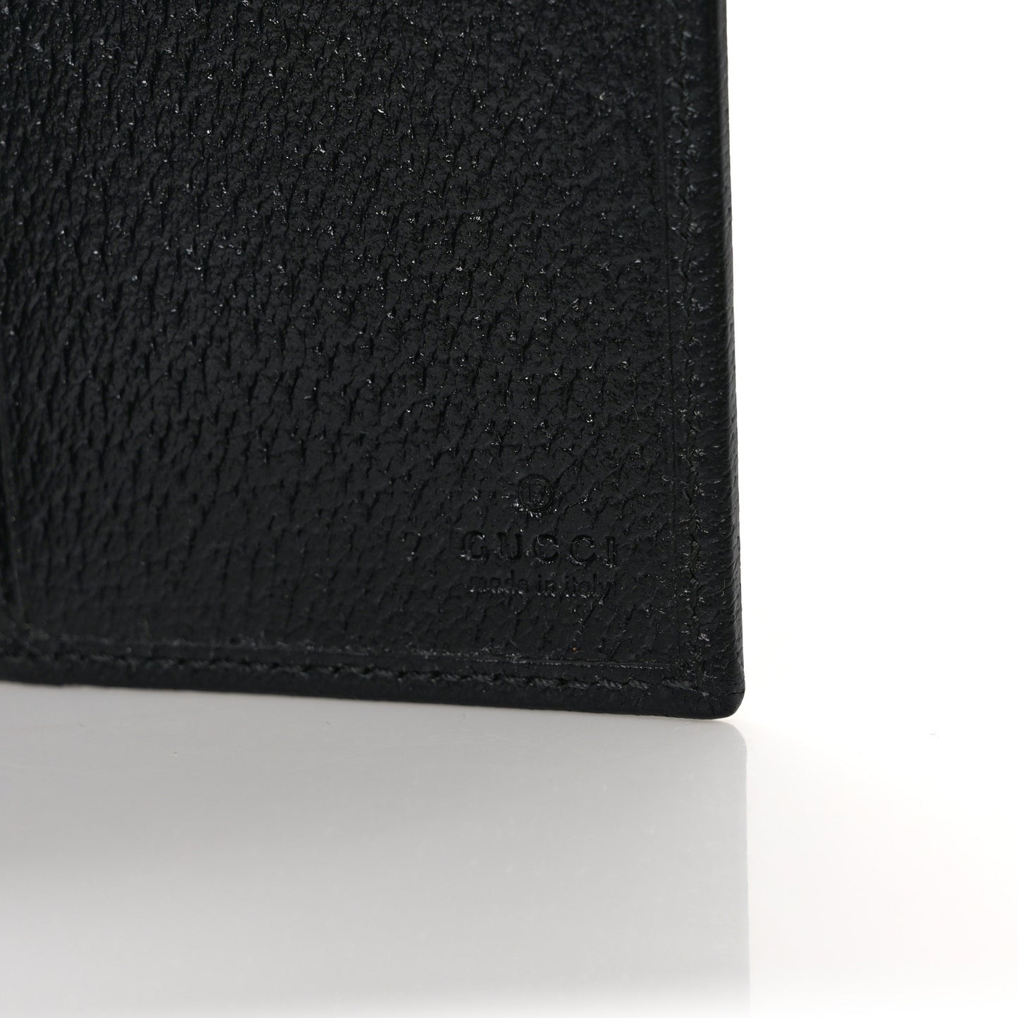 Textured Dollar Calfskin Horsebit Card Holder Black