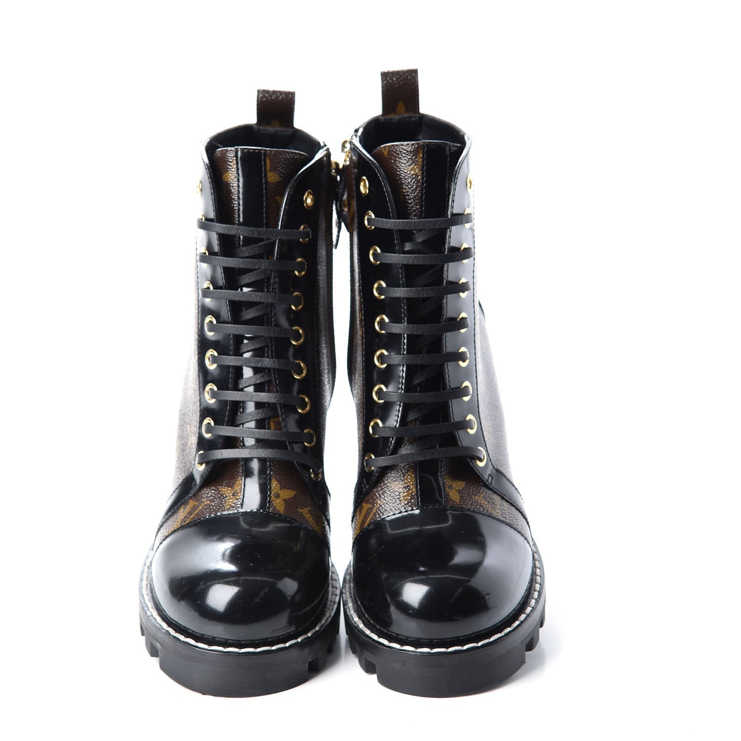Patent Calfskin Monogram Star Trail Ankle Boots 41 Black