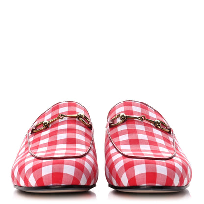 Gucci Cotton Gingham Womens Princetown Slippers 38.5 White Red 2 of 8