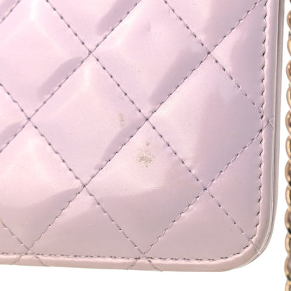 Chanel Patent Calfskin Quilted Boy Wallet On Chain WOC Purple 17 of 17