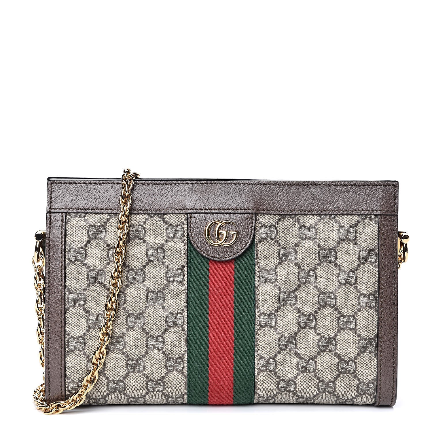 Gucci GG Supreme Monogram Web Small Ophidia Chain Shoulder Bag Brown 1 of 10