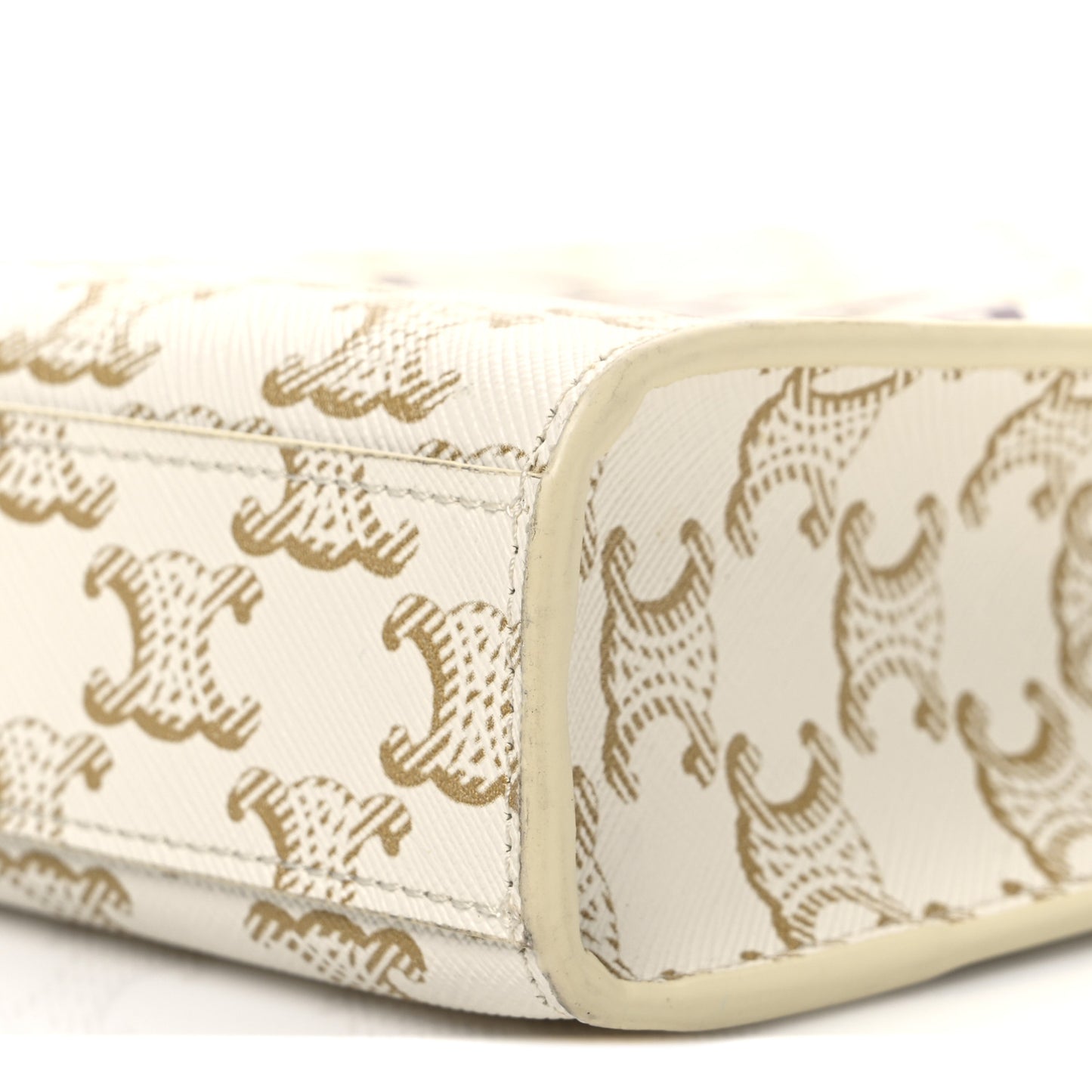 Triomphe Canvas Calfskin Mini Vertical Cabas White