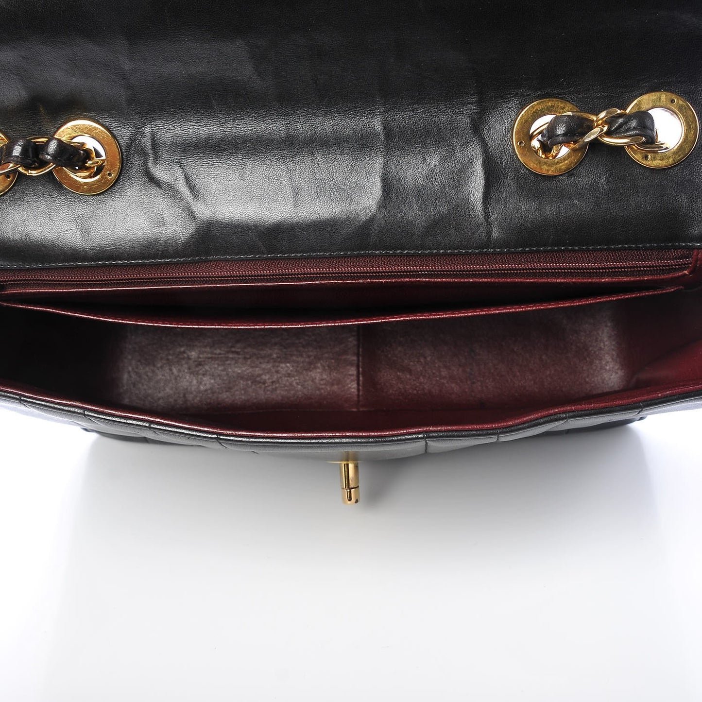 Lambskin Vertical Quilt Jumbo Single Flap Black