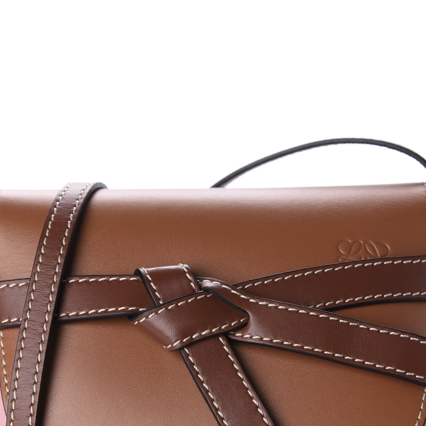 Calfskin Mini Gate Crossbody Bag Pastel Pink Tan