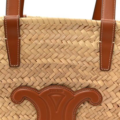 Celine Raffia Calfskin Triomphe Medium Panier Tan 6 of 8