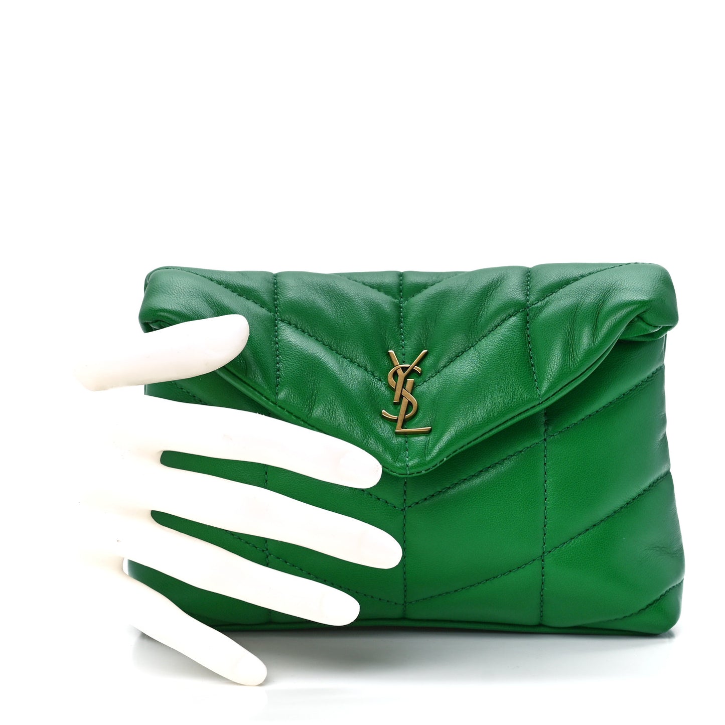 Lambskin Monogram Loulou Puffer Pouch Clutch New Vert
