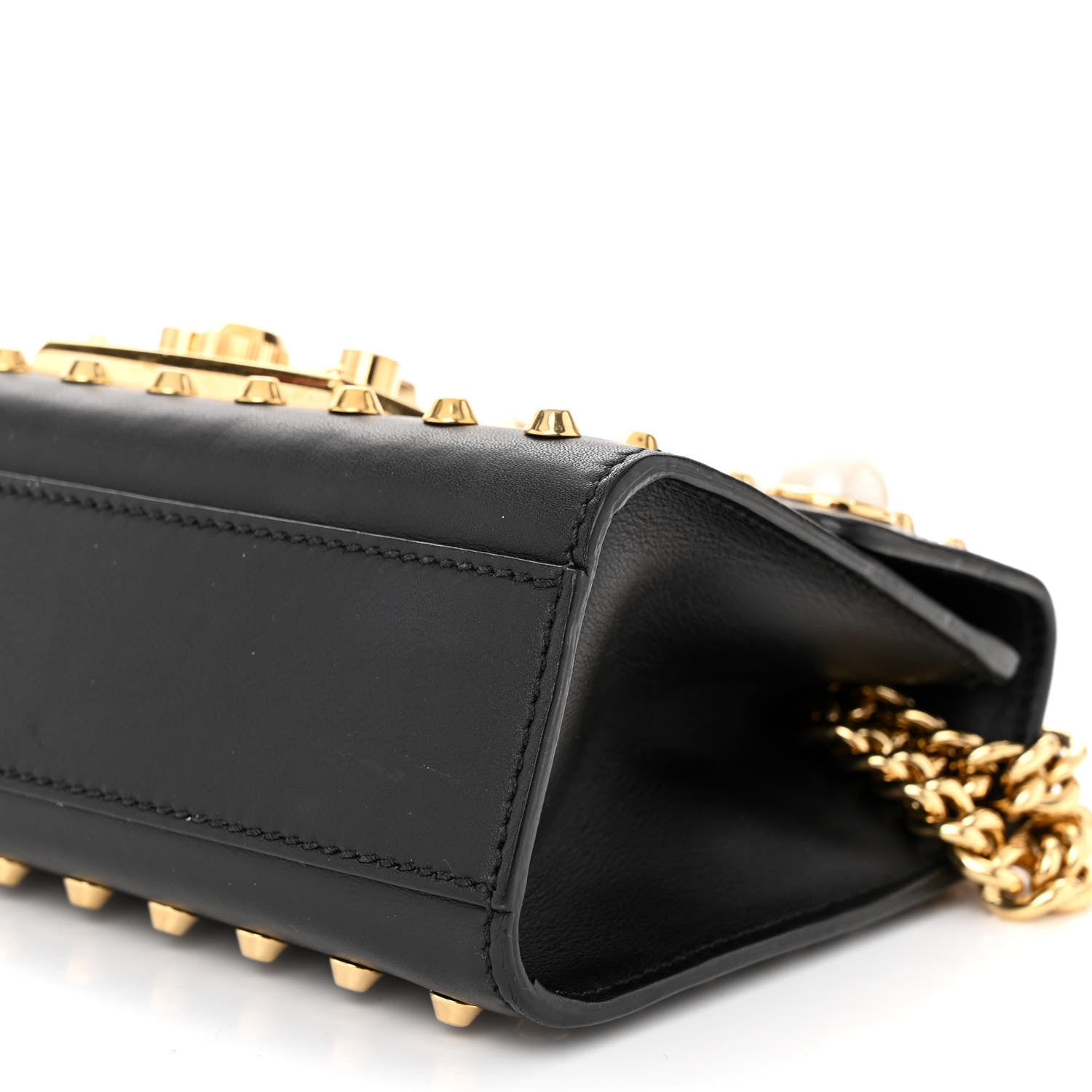 Gucci Calfskin Studded Small Padlock Shoulder Bag Black 10 of 12