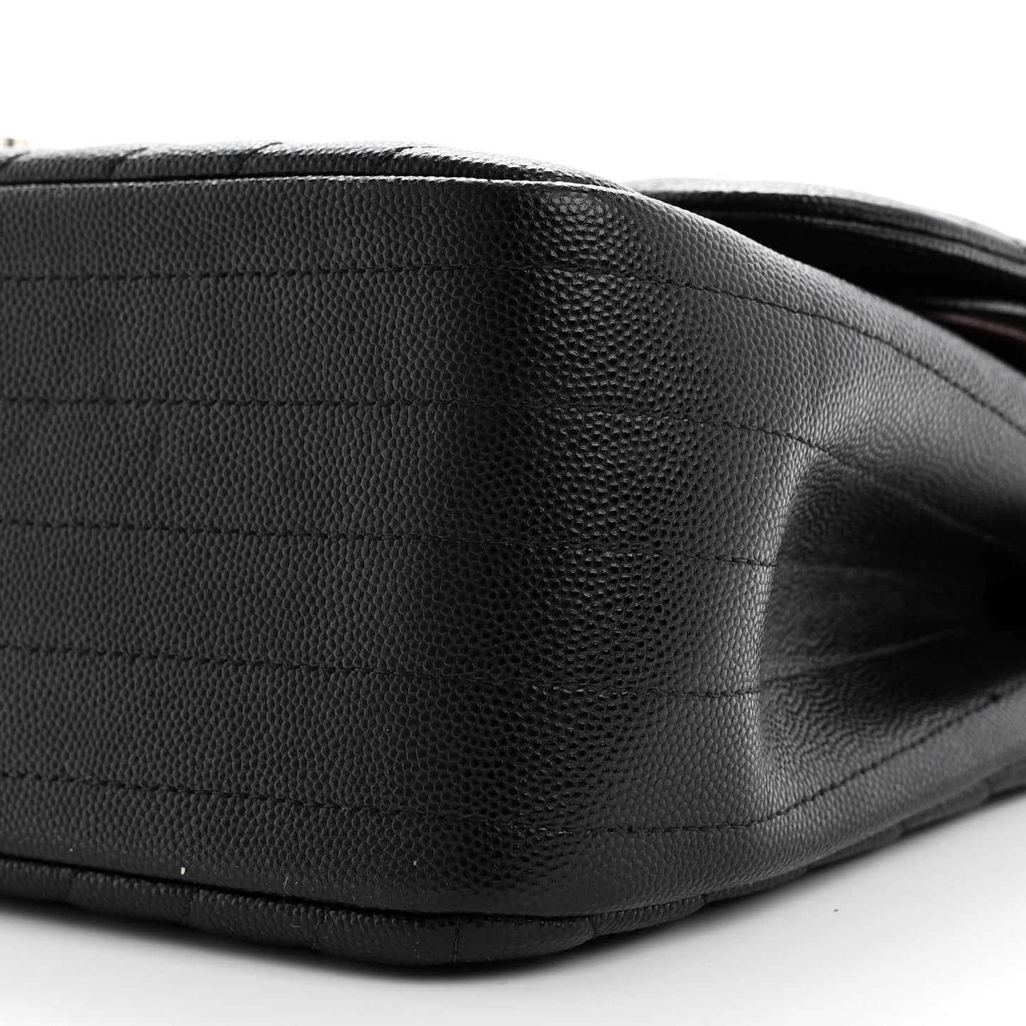 Iridescent Caviar Chevron Quilted Jumbo Double Flap Black