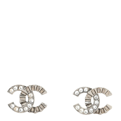 Chanel Crystal CC Earrings Silver Black 1 of 3