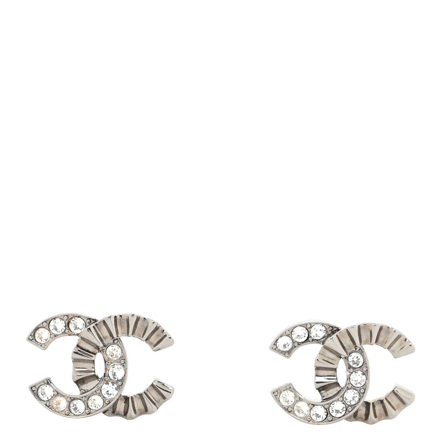Chanel Crystal CC Earrings Silver 1 of 3