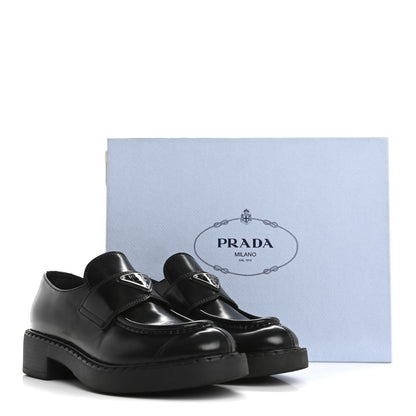 Prada Spazzolato Metal Triangle Logo 50mm Loafers 37 Black 13 of 13