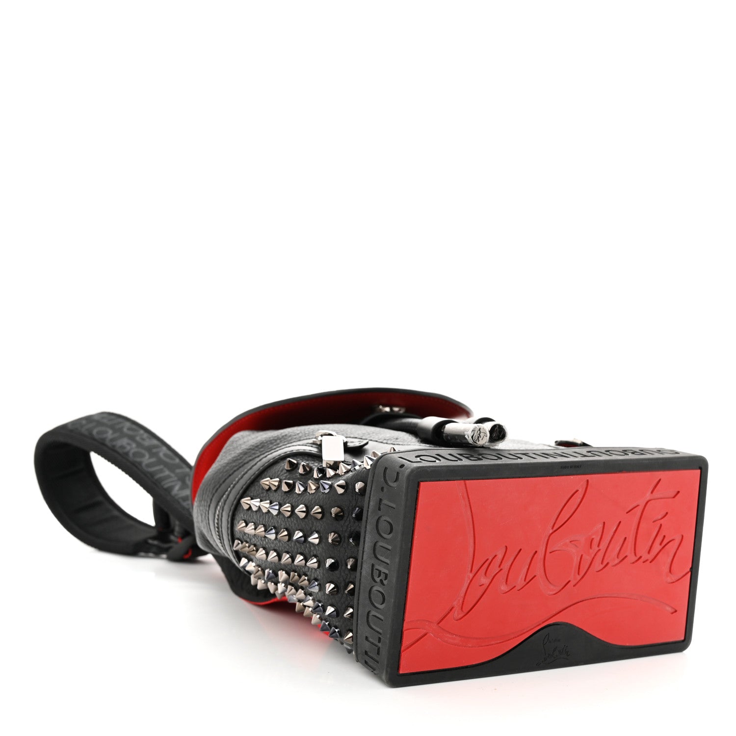 Christian Louboutin Calfskin Spiked Mini Explorafunk Keyring Bag Black 4 of 11