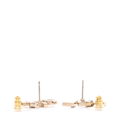 Chanel Crystal Pearl Signature Stud Earrings Gold 3 of 5