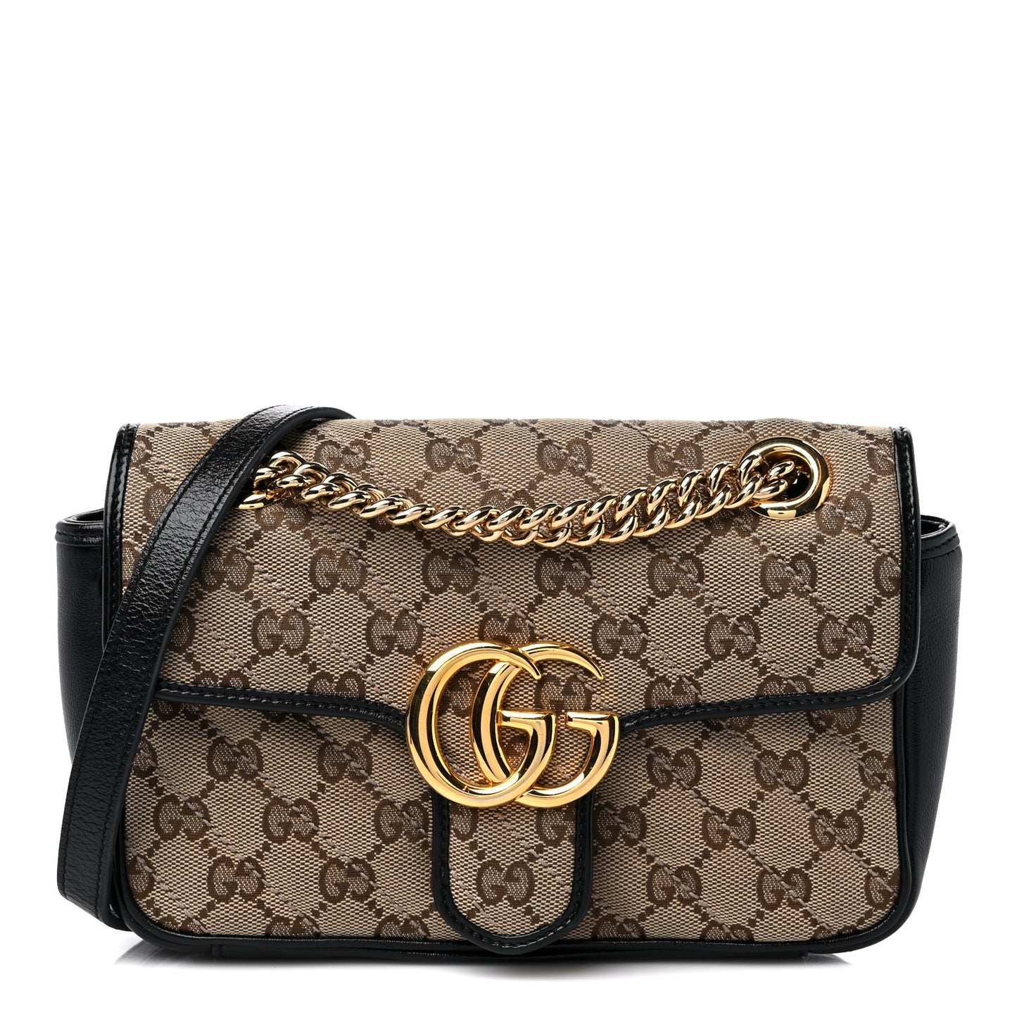 Monogram Matelasse Diagonal Mini GG Marmont Shoulder Bag Beige Black