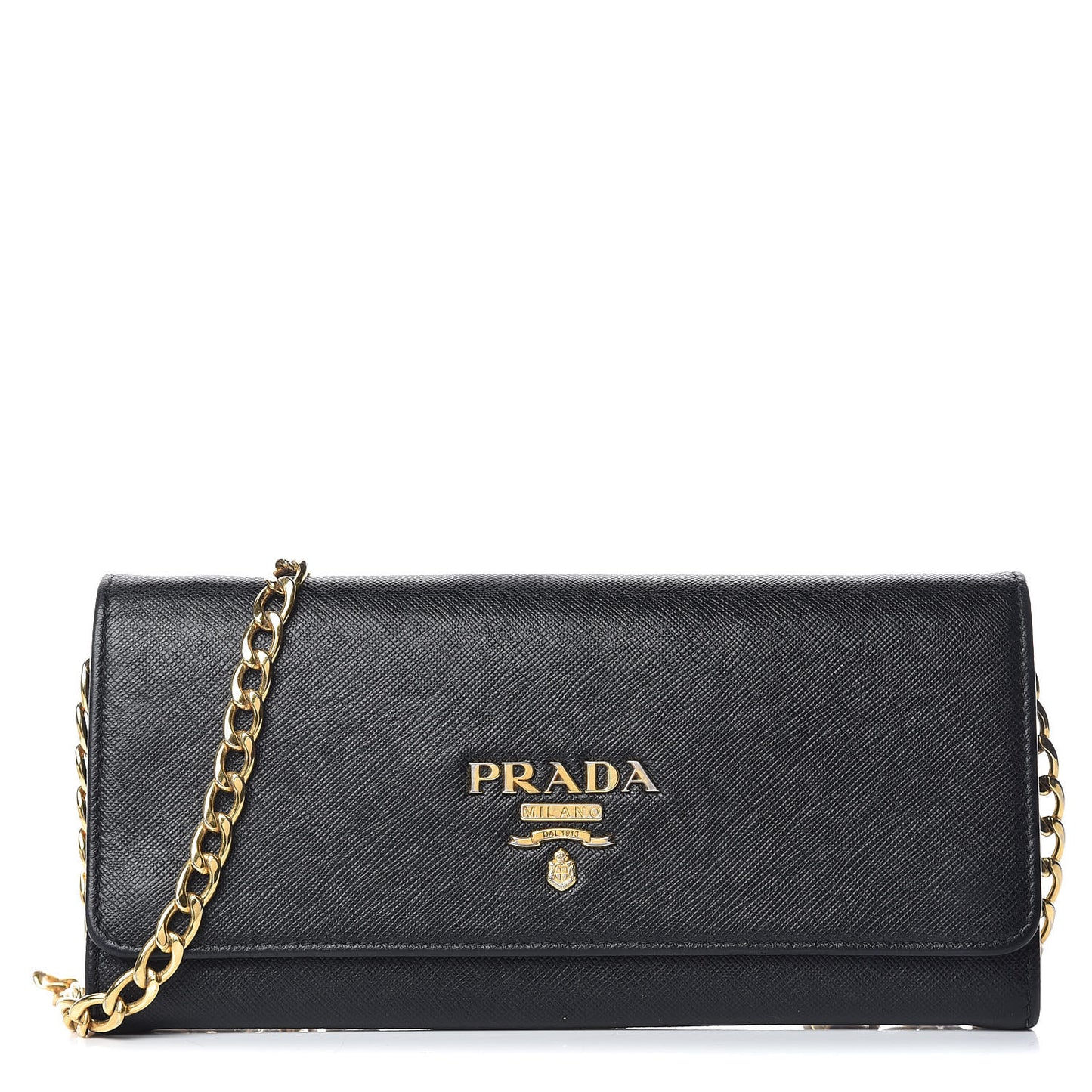 Saffiano Bi-Color Wallet On Chain Black Fuoco