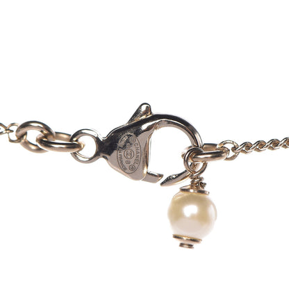 Chanel Crystal Pearl CC Bow Necklace Gold 4 of 5
