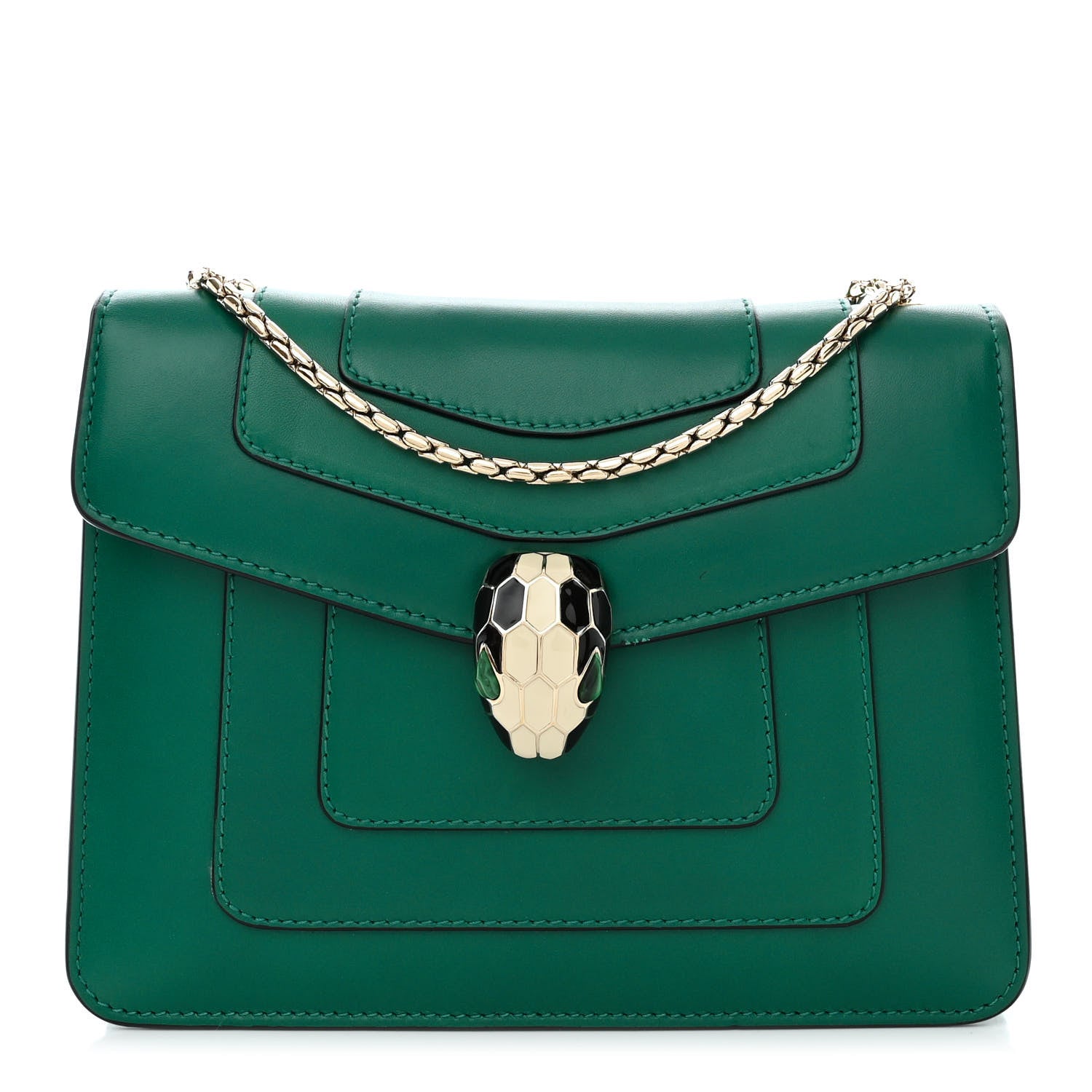 Bulgari Calfskin Serpenti Forever Crossbody Bag Emerald Green 3 of 13
