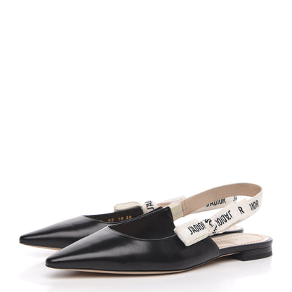 Christian Dior Lambskin Ribbon J'Adior Slingback Ballet Flats 38 Black 3 of 9