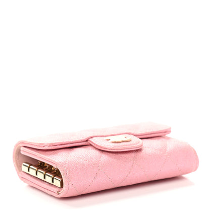 Chanel Iridescent Caviar Quilted Classic 4 Key Holder Wallet Pink 4 of 9