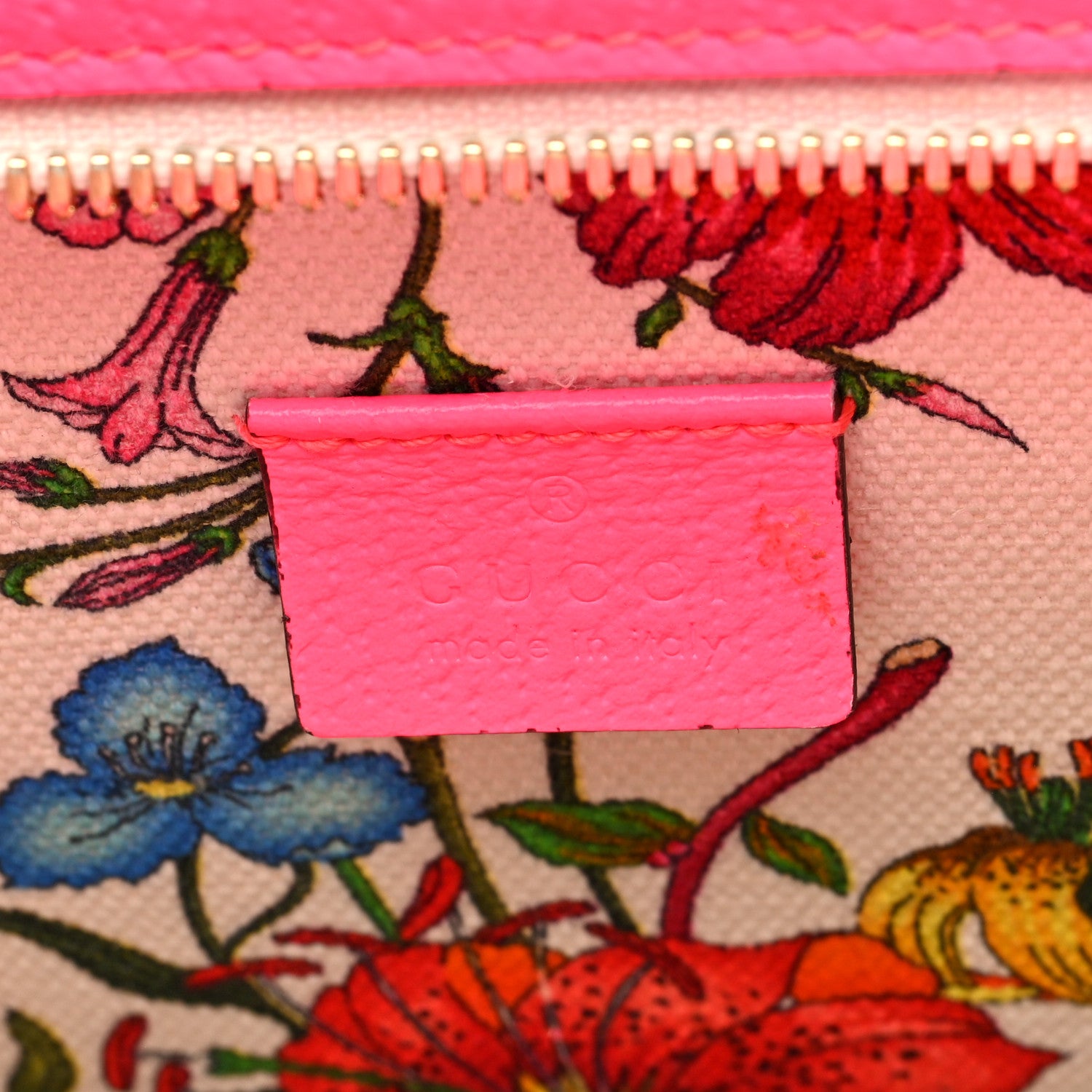 Gucci Canvas Medium Flora Tote Fuchsia 6 of 10