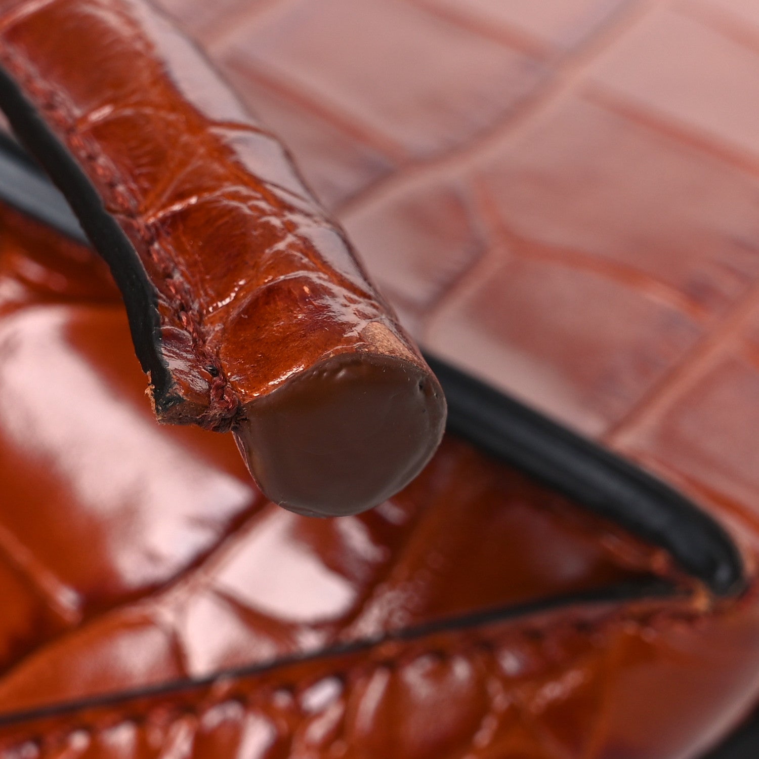 Proenza Schouler Calfskin Crocodile Embossed Small Pipe Bag Chestnut 15 of 16