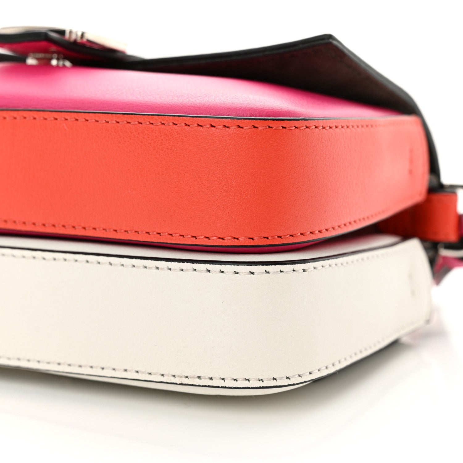 Fendi Vitello Dolce Nappa Flowerland Tri-Color Micro Double Baguette Fuxia White Ice Papavero 10 of 10