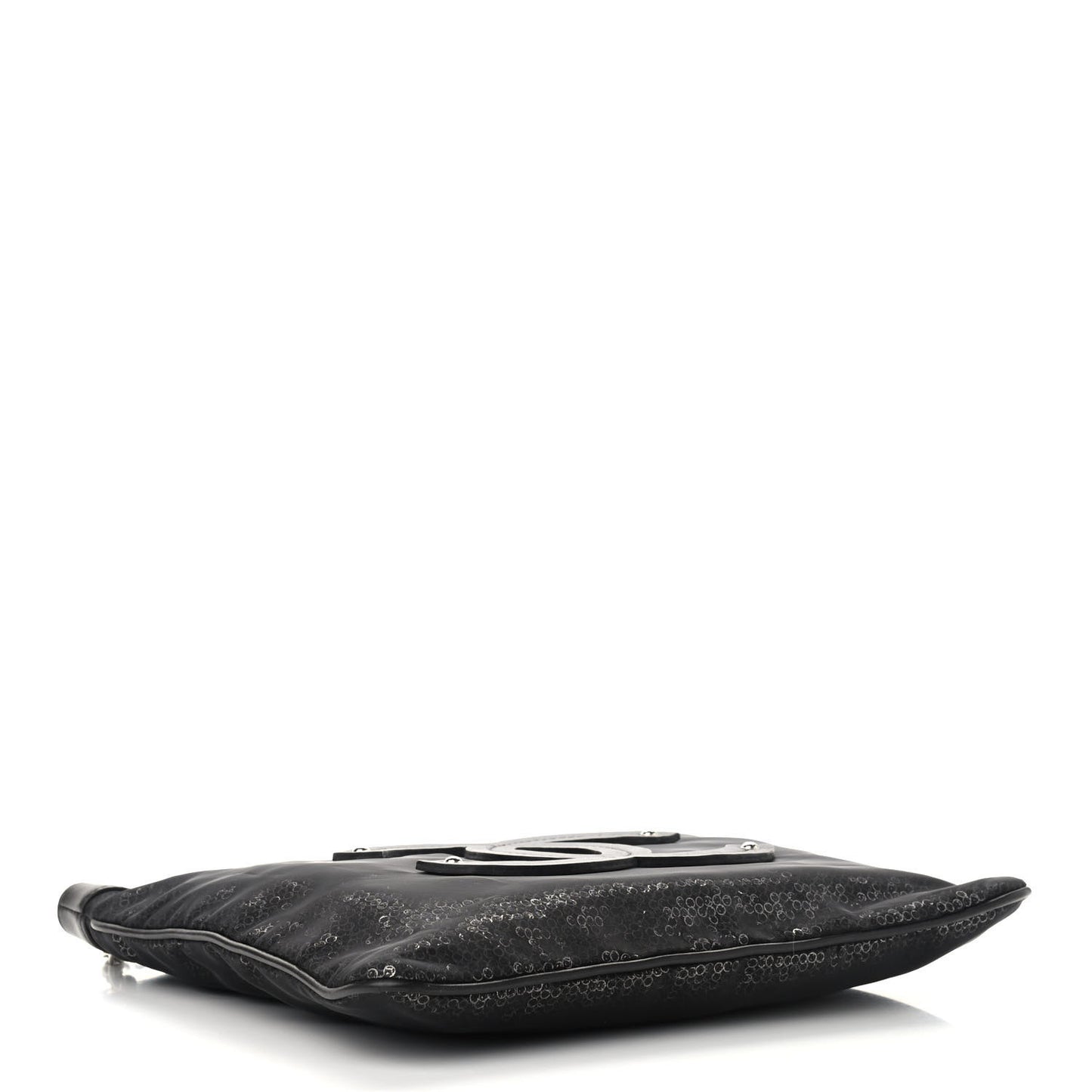 Calfskin Mesh Hidden Sequin CC Tote Black