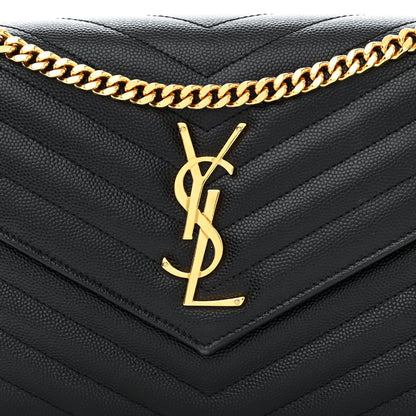 Saint Laurent Grain De Poudre Matelasse Chevron Monogram Chain Wallet Black 7 of 11