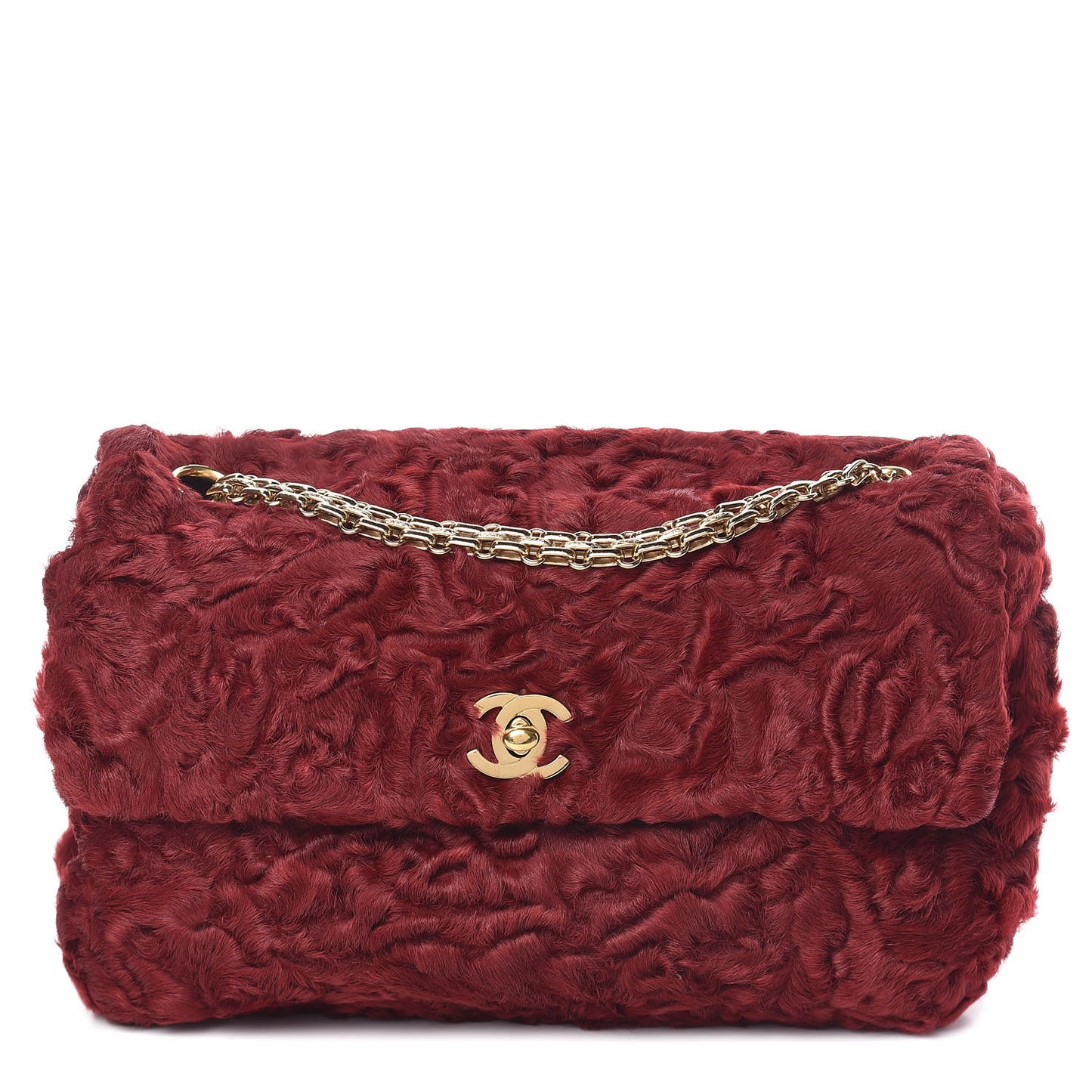 Persian Lamb Fur Small Single Flap Red