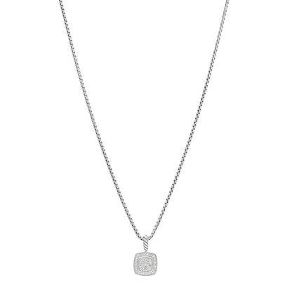 David Yurman Sterling Silver Diamond Pave 7mm Petite Albion Pendant Necklace 1 of 5